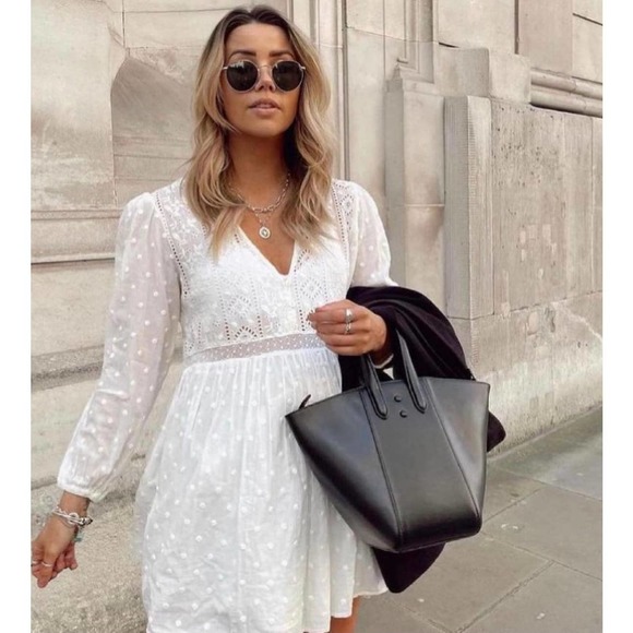 ZARA SWISS DOT EMBROIDERED DRESS WHITE - Picture 2 of 15